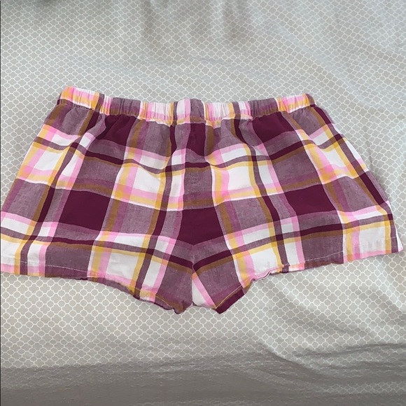 old navy purple and yellow plaid sleep shorts - Picture 2 of 3